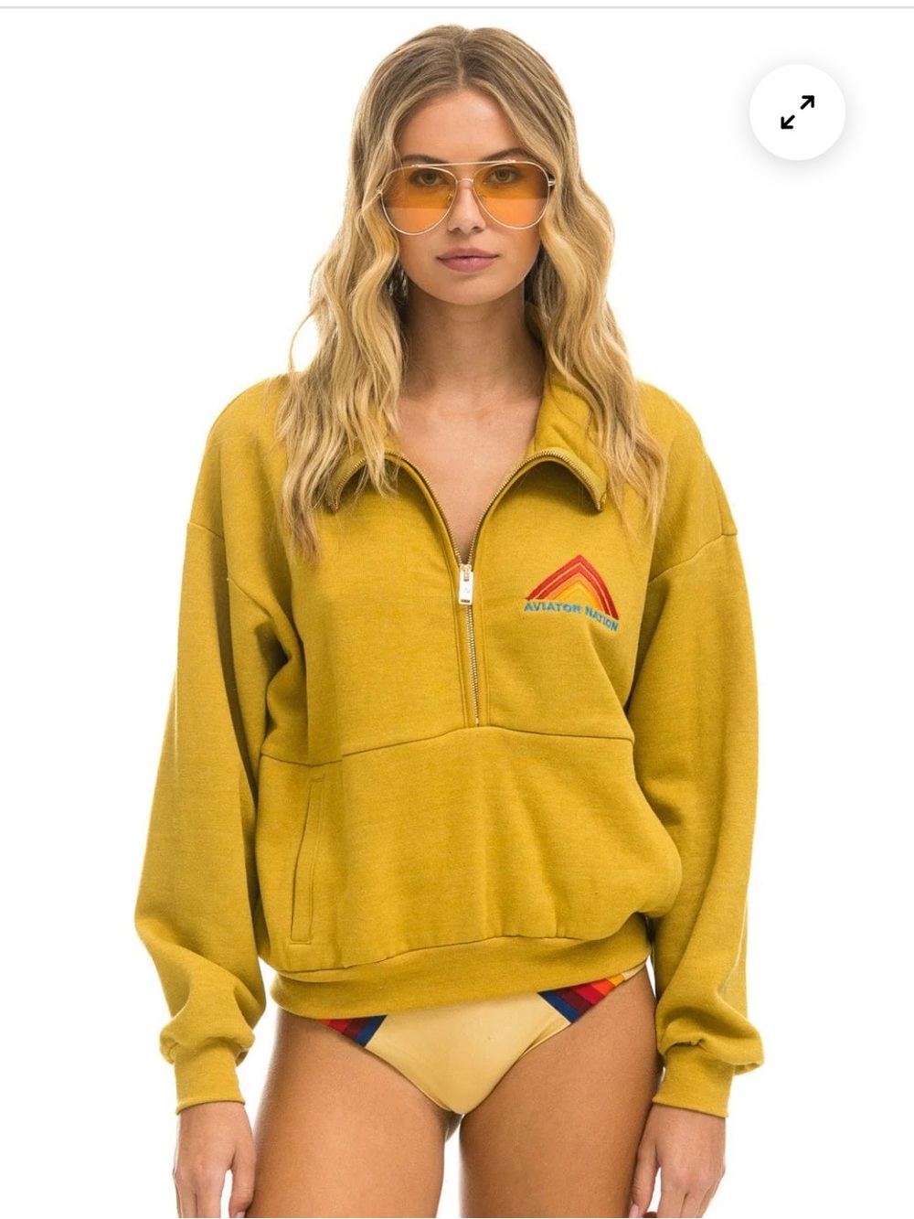 Aviator Nation Mountain Embroidery Half Zip Sweatshirt Sz:L Unisex